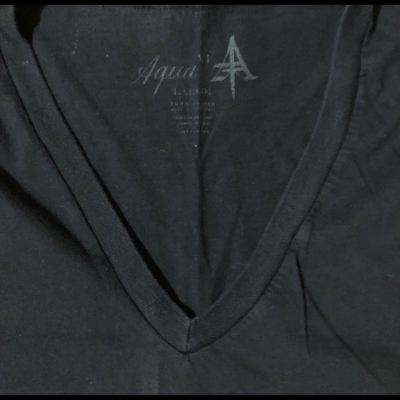 Aqua VI Vintage Black V-Neck Tee Shirt LARGE EUC - Picture 2 of 4